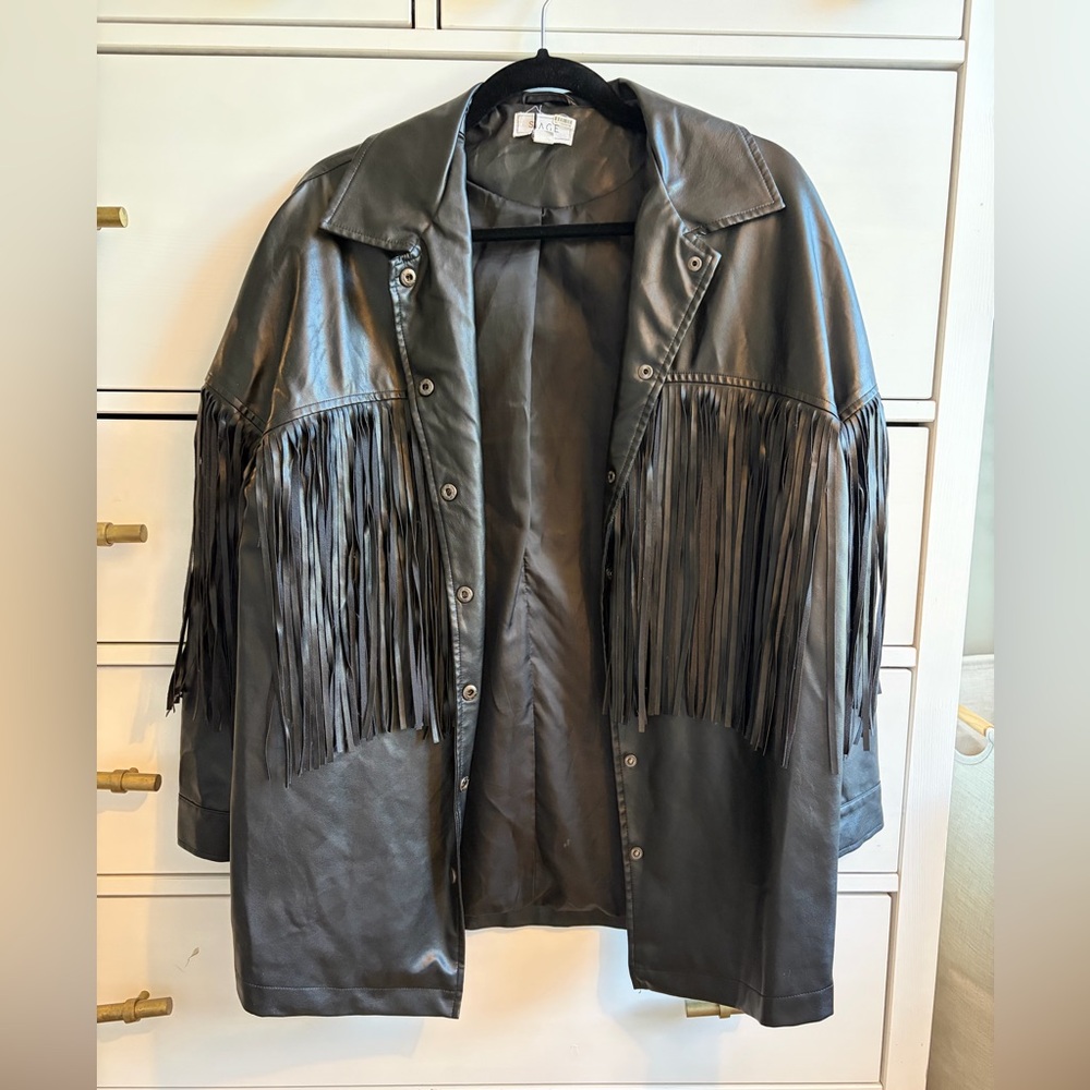 Sage the Label Wild West Vegan Leather Fringe Jacket